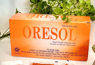 1065. Oresol (Glucose khan 4g + Natri clorid  0,7g + Natricitrat 0,58g + Kali clorid 0,3g, Hộp 40 gói thuốc bột, Thùng 24h) Dược -VTYT Nghệ An