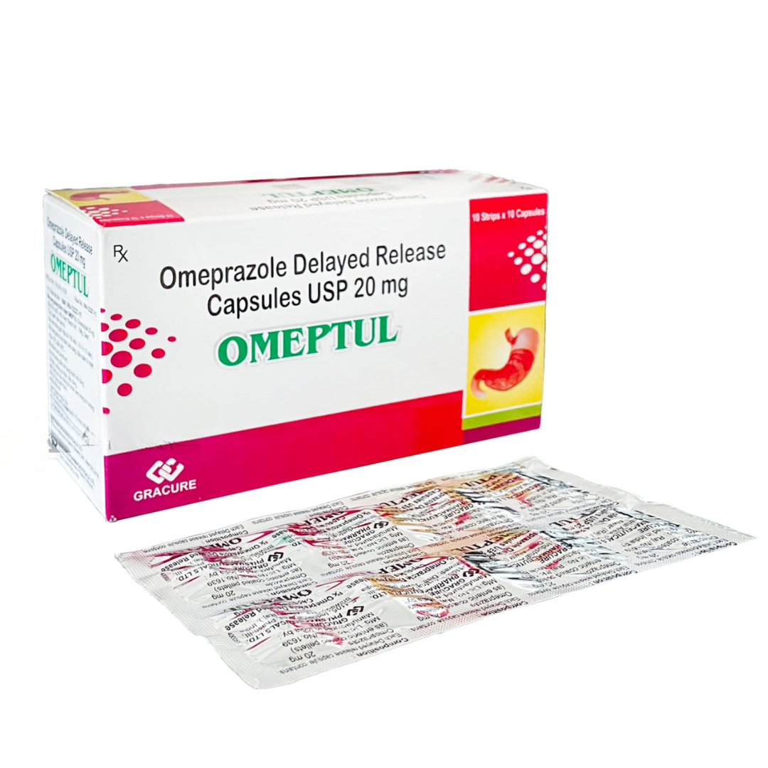 1036. Omeptul (Omeprazol 20mg; Hộp 10 vỉ xé x 10 viên nang cứng, Thùng 100h) Gracure Pharmaceuticals LTD