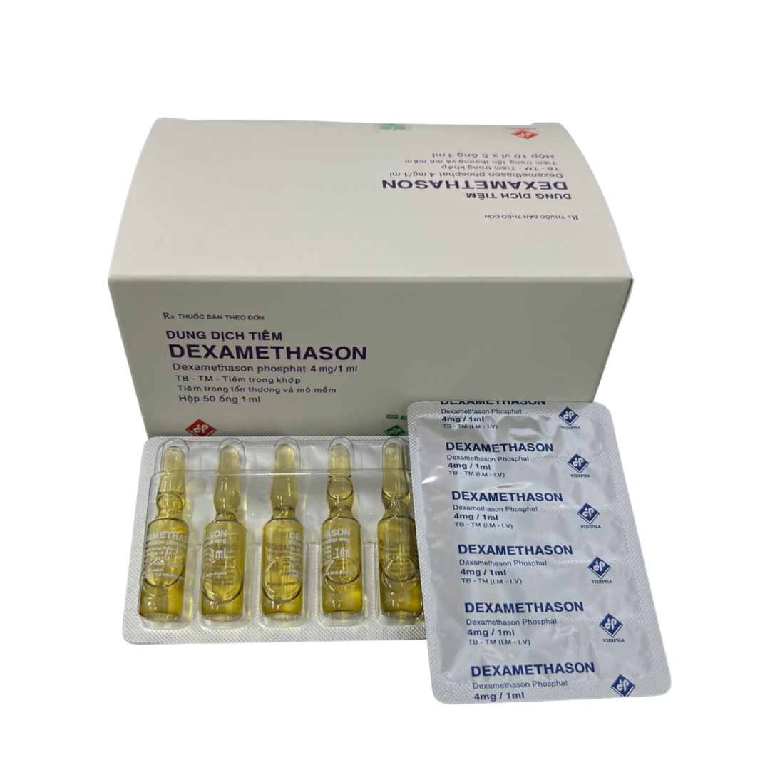 1120. DEXAMETHASON (Dexamethason 4mg; Hộp 50 ống x 1ml dung dịch tiêm, Thùng 40h) Vidipha