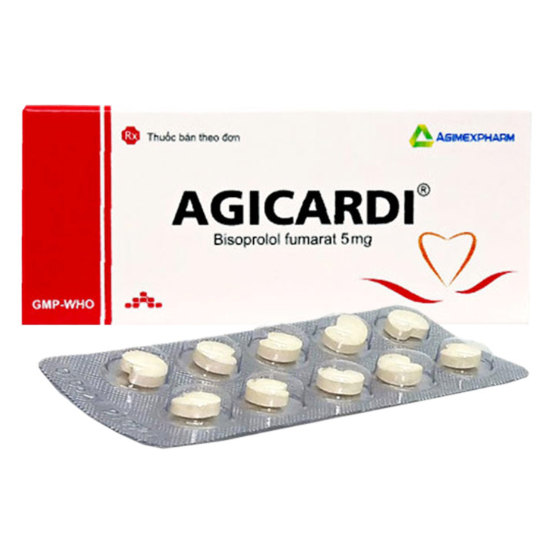 1133. NHÓM A - AGICARDI (Bisoprolol fumarat 5mg; Hộp 3 vỉ bấm x 10 viên nén bao phim, Thùng 300h) Agimexpharm
