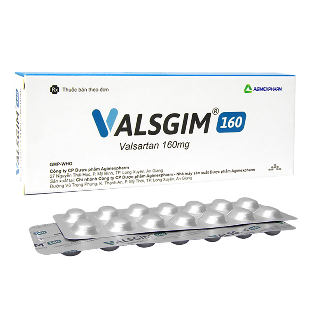 1154. VALSGIM 160 (Valsartan 160mg; Hộp 4 vỉ nhôm x 7 viên nén bao phim, Thùng 120h) Agimexpharm (Hoá đơn bán lẻ.)