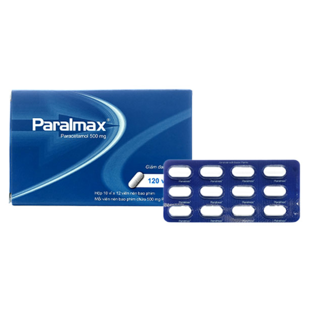 1588. Paralmax® (Paracetamol 500mg, Hộp 10 vỉ bấm x 12 viên nén bao phim, Thùng 54h) Bostonpharma