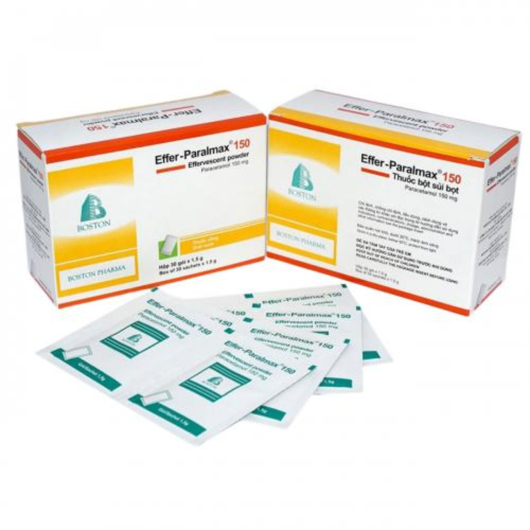 1591. Effer- Paralmax® 150 (Paracetamol 150mg, Hộp 30 gói bột sủi bọt x 1,5g, Thùng 60h) Bostonpharma