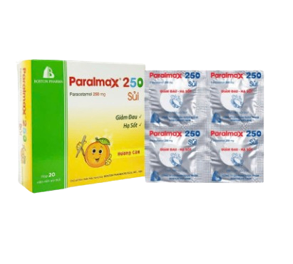 1594. Paralmax® 250 Sủi (Paracetamol 250mg, Hộp 5 vỉ xé x 4 viên nén sủi bọt, Thùng 60h) Bostonpharma