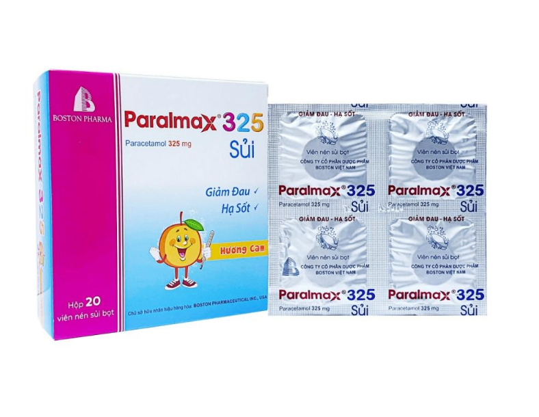 1595. Paralmax® 325 Sủi (Paracetamol 325mg, Hộp 5 vỉ x 4 viên nén sủi bọt, Thùng 60h) Bostonpharma