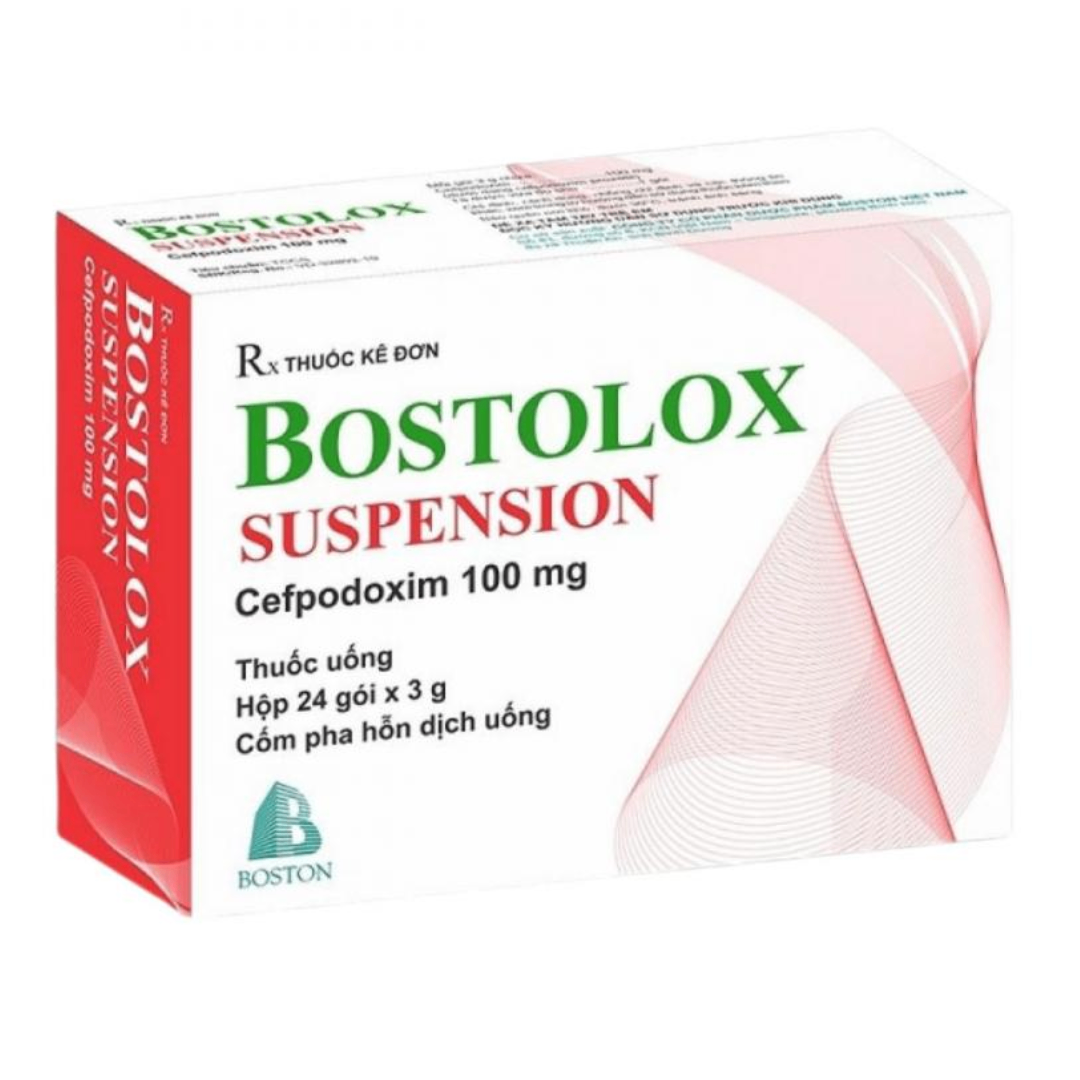 1670. Bostolox Suspension (Cefpodoxim100mg,  Hộp 24 gói x 3g, Thùng 90h) Bostonpharma