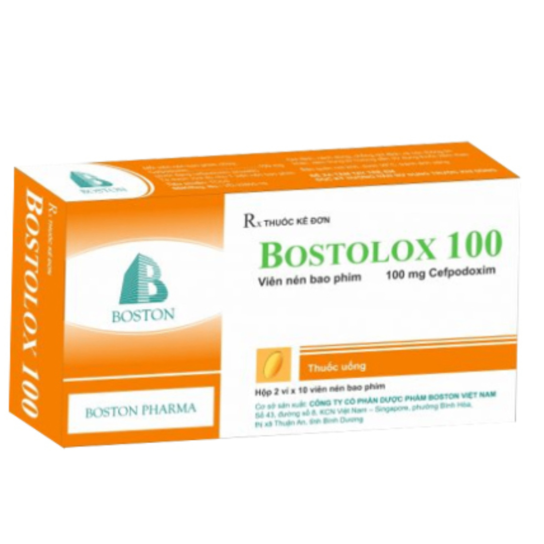 1671. Bostolox 100 (Cefpodoxim 100mg, Hộp 2 vỉ nhôm x 10 viên nén bao phim, Thùng 224h) Bostonpharma