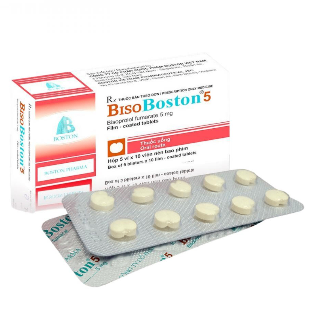 1652. Bisoboston® 5 (Bisoprolol 5mg, Hộp 50 viên, Thùng 252 hộp) Bostonpharma