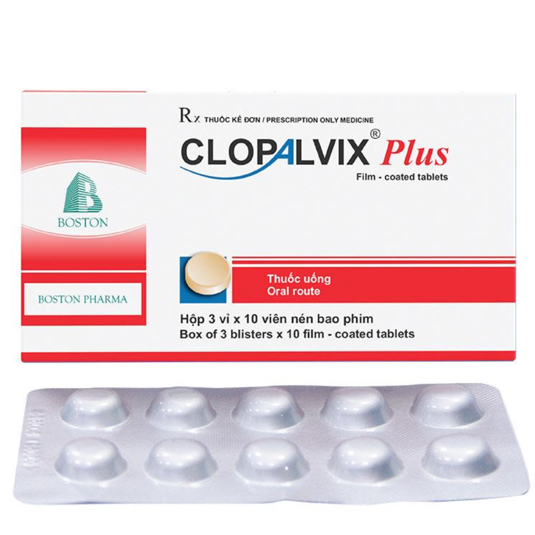 1660. Clopalvix® Plus (Clopidogrel 75mg; Aspirin 75mg, Hộp 30 viên) Bostonpharma