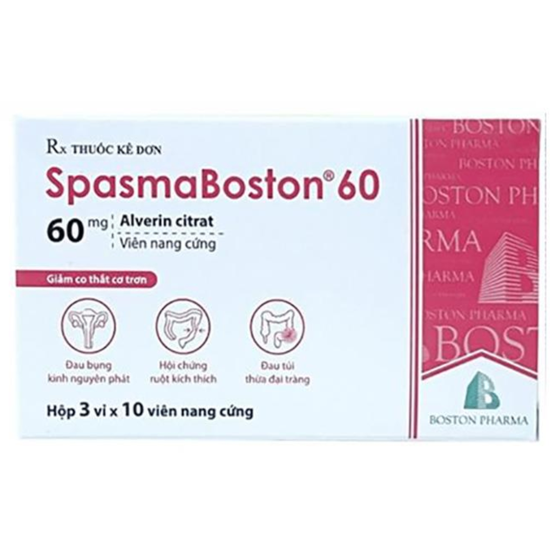 1623. Spasmaboston 60 (Alverin citrat 60mg, hộp 30 viên) Bostonpharma