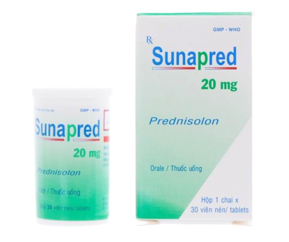 3043. Sunapred 20mg (Prednisolon 20mg; Chai 30 viên nén bao phim, thùng 360c) Đồng Nai