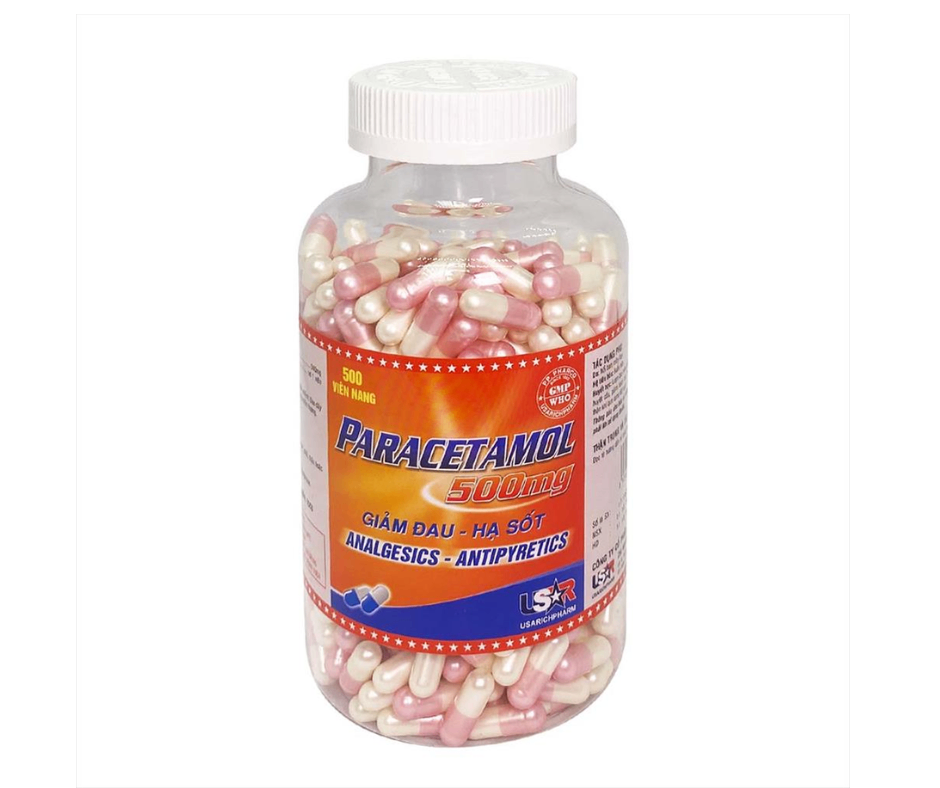 3638. NHÓM A - PARACETAMOL (Paracetamol 500mg; Chai 500 viên nang cứng, thùng 40c) PP.Pharco