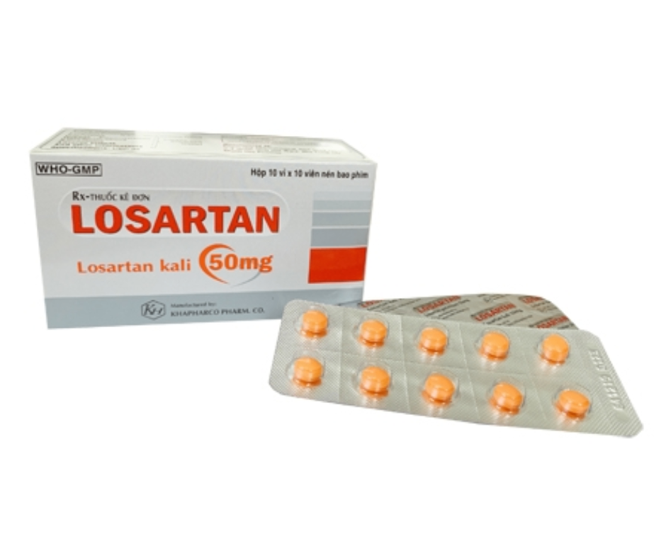 3728. LOSARTAN (Losartan kali 50mg; Hộp 10 vỉ bấm x 10 viên nén bao phim, Thùng 231h) Khánh Hòa