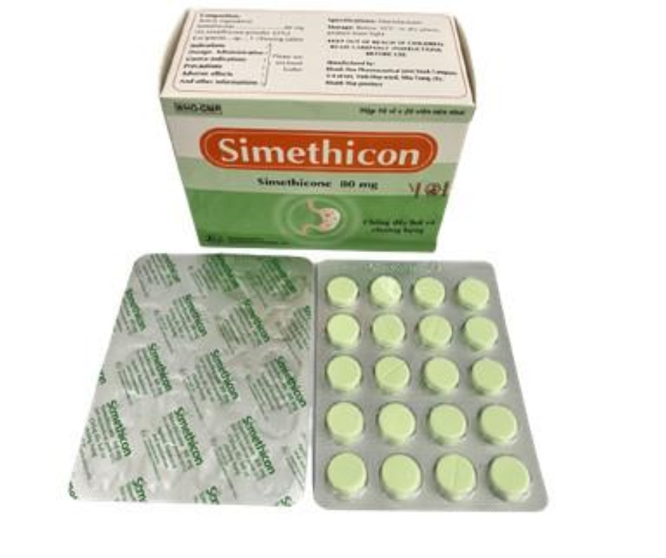 3756. SIMETHICON (Simethicon 80mg; Hộp 10 vỉ bấm x 20 viên nén nhai, Thùng 96h) Khánh Hòa