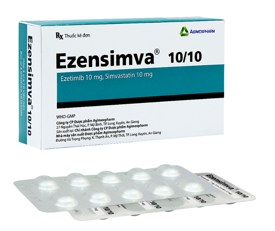 3826. NHÓM A - EZENSIMVA 10/10 (Ezetimib 10mg + Atorvastatin 10mg; Hộp 3 vỉ nhôm x 10 viên nén bao phim, Thùng 240h) Agimexpharm
