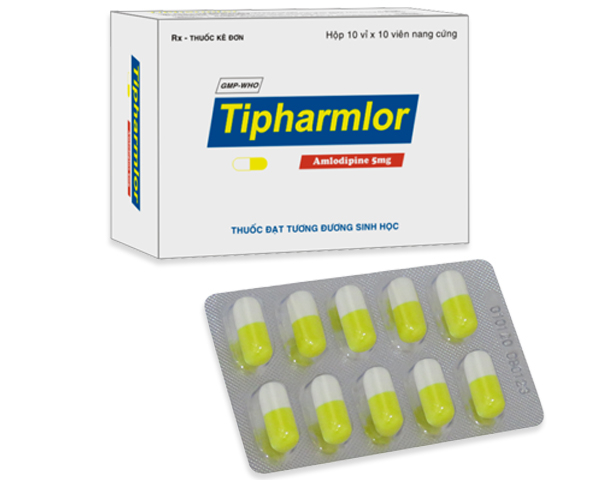 4554. Tipharmlor 5mg ( Amlordipin 5mg; Hộp 10 vỉ bấm x 10 viên nang cứng; Thùng 288h) Tipharco