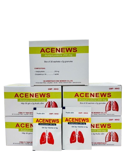 5156. Acenew (Acenew Acetylcystein 200mg; Hộp 30 gói x 2g) Armephaco