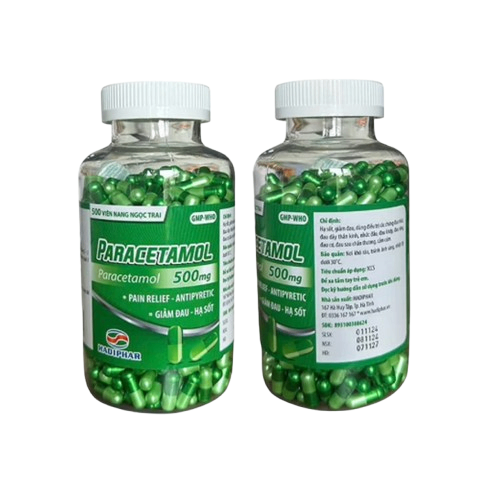 5160. NHÓM B - Paracetamol (Paracetamol 500mg; Chai pet 500 viên nang màu xanh đậm) Hà Tĩnh